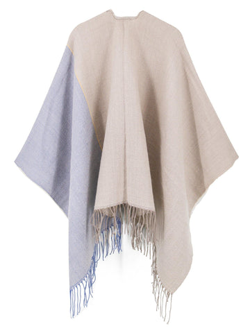 Color Block Blanket Poncho - Shopmossrose